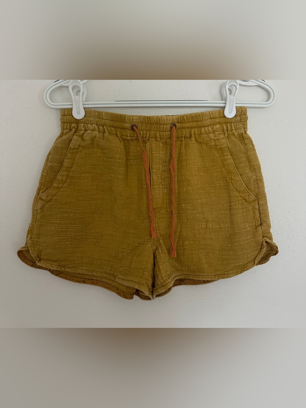 Pilcro Anthropologie Drawstring Gauze Shorts Mustard Yellow XS